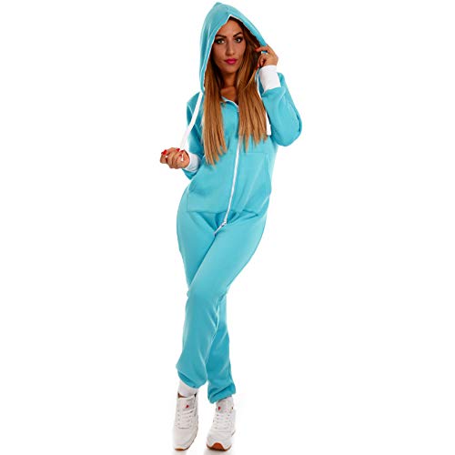 Crazy Age Basic Jumpsuits Ganzkörperanzug Einteiler One Piece Schlafanzug Mini Jumpsuit Kurz (S, Türkis) von Crazy Age