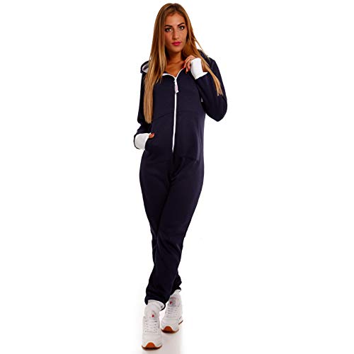 Crazy Age Basic Jumpsuits Ganzkörperanzug Einteiler One Piece Schlafanzug Overall Damen Jumpsuit Kuschelig und warm (CA -J- 502 3XL, Schwarz) von Crazy Age