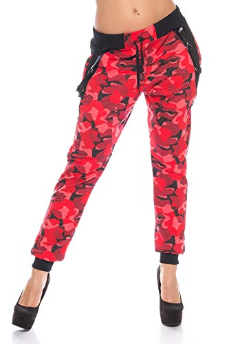 Crazy Age Camouflage Jogginghose Boyfriendhose Bagyyhose mit Hosentäger CA 1119 Cam (L, Rot N.) von Crazy Age