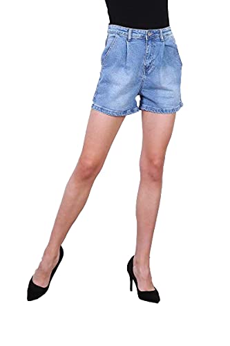 Crazy Age Damen Chino Jeans Shorts eansshorts Basic High Waist Denim Hosen Kurze Hosen Jeans Hot Pants (Blau(34950), 38) von Crazy Age