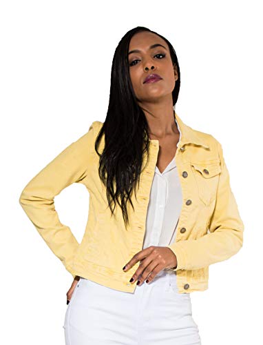 Crazy Age Damen Jeansjacke Blazer Übergangsjacke Sommer Jacke (S, Gelb(212-6)) von Crazy Age