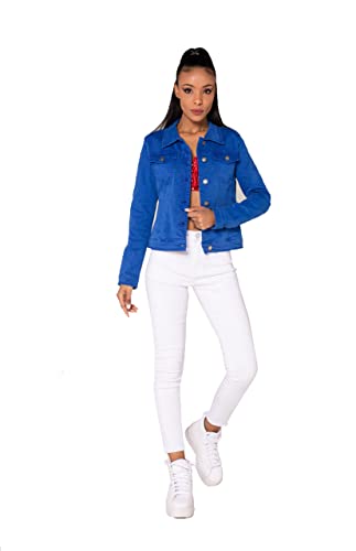 Crazy Age Damen Jeansjacke Blazer Übergangsjacke Sommer Jacke (XL, Royalblau) von Crazy Age