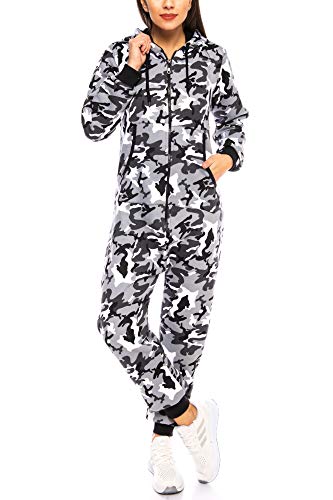 Crazy Age Damen Jumpsuit Camouflage Warm, Weich und Kuschelig Overall Onesie Jogging - Freizeit Anzug CA 2850 (Metro, XL~40) von Crazy Age