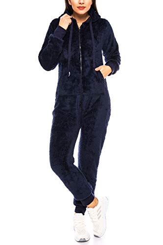 Crazy Age Damen Jumpsuit aus kuscheligem Teddy Fleece | Overall | Ganzkörperanzug Flauschig |Homewear (Nevi, 3XL~46) von Crazy Age