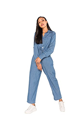 Crazy Age Damen Lange Overall Jumpsuit Playsuit Jeans Hosenanzug Hosenanzug Ganzkörperanzug Denim (8136, L) von Crazy Age