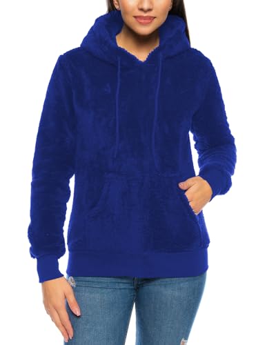 Crazy Age Herren und Damen Teddy-Fell Hoodie mit Kapuze Fleecekacke Plüsch mit Kängruhtaschen(CA-H-507-Royalblau-L) von Crazy Age