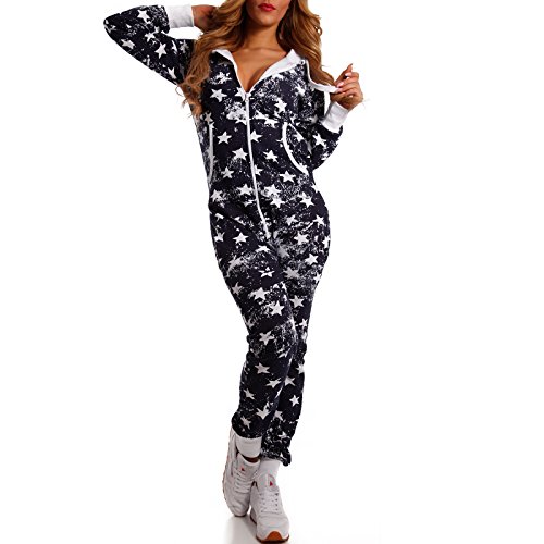 Crazy Age Jumsuit Strampler Ganzkörperanzug für Damen mit Sternen Muster S M L XL (L, Navy (A)) von Crazy Age