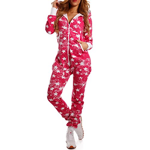 Crazy Age Jumsuit Strampler Ganzkörperanzug für Damen mit Sternen Muster S M L XL (S, Pink (A)) von Crazy Age