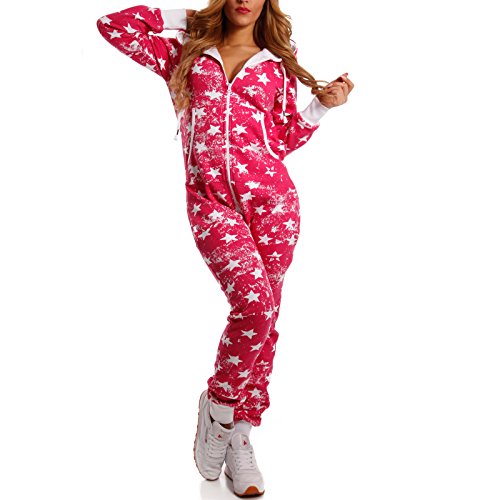 Crazy Age Kuscheliger Jumpsuit(Hoodie) Sweat Overall Ganzkörperanzug mit Renntier- Eiskristalle Motive CA-J-603 Relaxen Chillen (Pink (Star), XXL) von Crazy Age