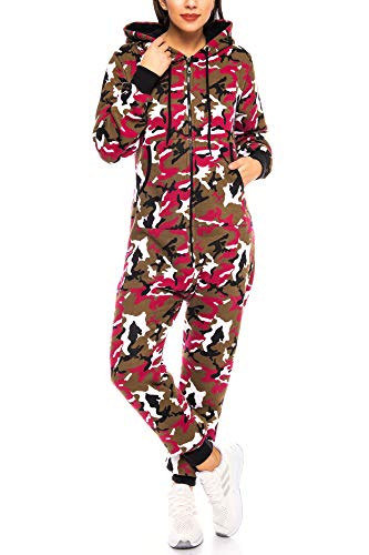 Crazy Age Tarn Jumpsuit Onesie Einteiler Ganzkörperanzug Camouflage Army Bundeswehr (BraunPink(2915), W34) von Crazy Age