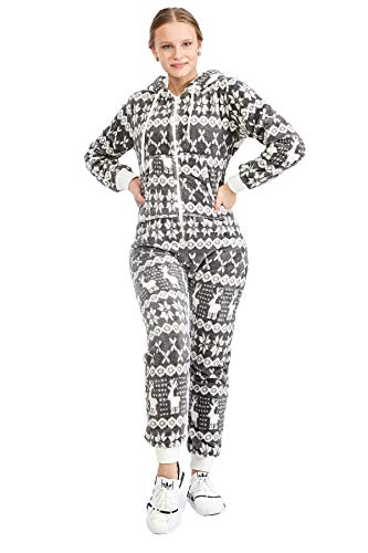 Crazy Age Teddyfleece Teddyfell Jumpsuit flauschig und kuschelig One Piece Overall warm (Anthrasit(2910), XL~42) von Crazy Age