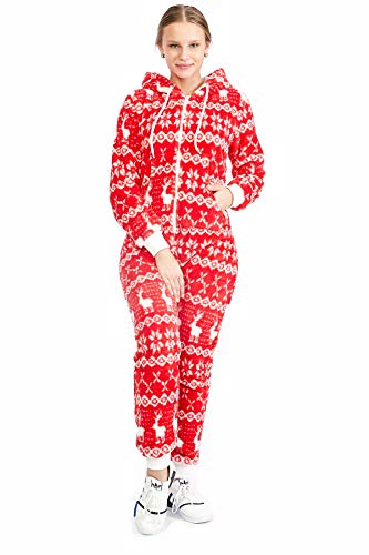 Crazy Age Teddyfleece Teddyfell Jumpsuit flauschig und kuschelig One Piece Overall warm (Rot(2910), S~36) von Crazy Age