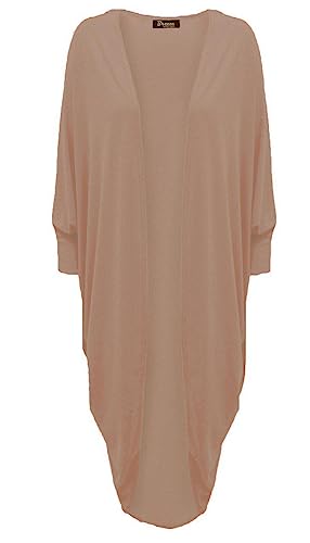 Langer Fledermaus-Kimono für Damen, lang geschnitten, dehnbar, 3/4-Ärmel, weiches T-Shirt, Strickjacken für Damen, Übergröße, Baggy-Oversize-Top Camel Langer Fledermaus-Kimono für Damen, lang geschnitten, dehnbar, 3/4-Ärmel, weiches T-Shirt, Strickjacken für Damen, Übergröße, Baggy-Oversize-Top Camel von Crazy Fashion