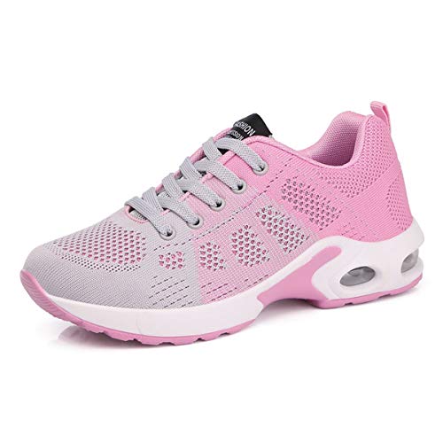 CrazycatZ Mesh Bunte Sneaker, Damen Sneaker Straßenlaufschuhe Leichte Turnschuhe Bequem Laufschuhe Sportschuhe (Pink, Numeric_37) von CrazycatZ