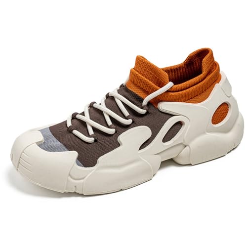 Herren Leichte Atmungsaktive Freizeitschuhe Bequeme Wanderschuhe, Beige Orange, 39 1/3 EU von Crazynekos