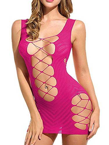 Creamlin Dessous-Sets Sexy Frauen für Sex-Unterwäsche Bodystocking Lace (heiße Rose) von Creamlin