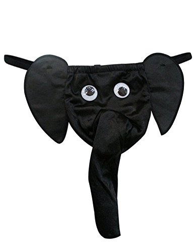 Creamlin Sexy Männer Elefanten Unterwäsche Pouch Slips Strings Lustige G-String Lover Geschenk (Schwarz) von Creamlin