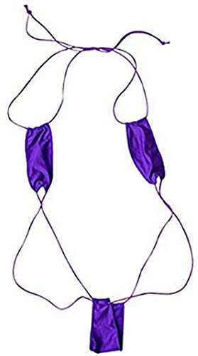 Creamlin Teeny Weeny Sling Shot Micro Mini Bikini Thong Einteiler Teddy (Lila) von Creamlin