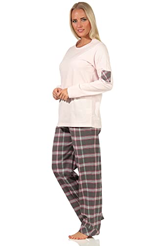 Creative by Normann Damen Flanell Pyjama Mix & Match - Top Single Jersey, Hose Flanell auch in Übergrößen, Farbe:rosa, Größe:60-62 von Creative by Normann