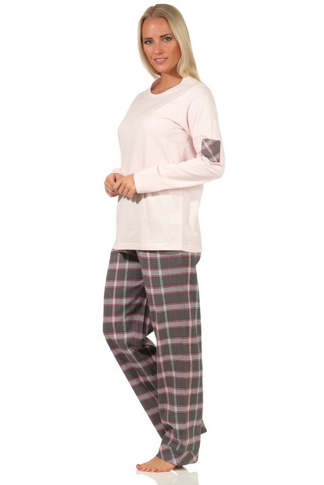 Creative by Normann Pyjama Damen Flanell Pyjama Mix & Match Top Single Jersey, Hose Flanell von Creative by Normann