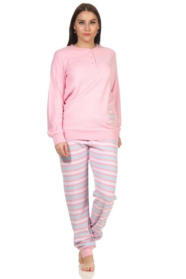 Creative by Normann Pyjama Damen Frottee Schlafanzug mit Bündchen Hose gestreift FALSCH von Creative by Normann