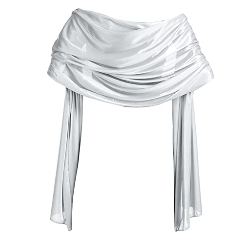 Damen-Schal, Partykleidung, atmungsaktiv, einfach, solides Garn, langer Schal, Doppelnutzung, Schal Silber von Cremlank
