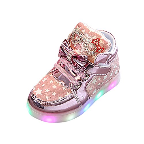 Babyschuhe Junge Mädchen Leuchtende Turnschuhe Sport Infant Bowknot Stiefel Schuhe Kristall Blink Schuhe Baby Sportschuhe Mit Flachem Boden Anti-Rutsch Sneaker Einzelne Schuhe von CreoQIJI