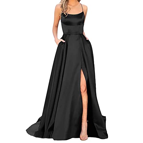 CreoQIJI Abendkleider Damen Glitzer Ballkleid Sexy Schulterfrei Einfarbig Paillettenkleid Unregelmäßiger Saum Maxikleider Bodenlang Vorne Kurz Hinten Lang Cocktailkleid Slim-Fit High Waist Partykleid von CreoQIJI