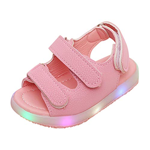 CreoQIJI Antirutsch Schuhe Baby Kleinkind Baby Sandalen Sport Leuchtende Kinder Schuhe Turnschuhe Mädchen Sommer Babyschuhe Damenschuhe Größe 35 (Pink, 15-18Months) von CreoQIJI