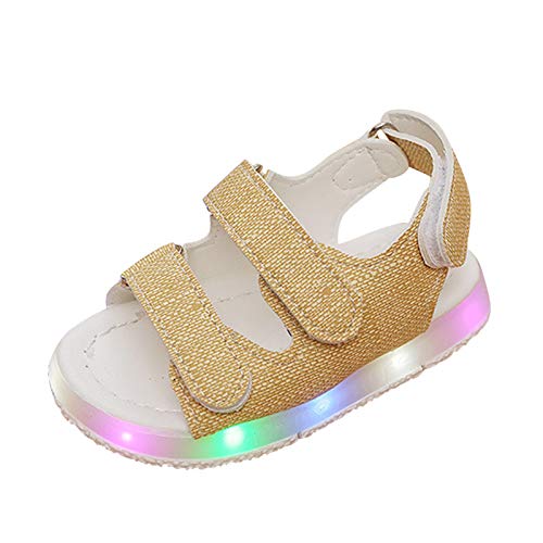 CreoQIJI Antirutsch Schuhe Baby Kleinkind Baby Sandalen Sport Leuchtende Kinder Schuhe Turnschuhe Mädchen Sommer Babyschuhe Damenschuhe Größe 35 (Yellow, 15-18Months) von CreoQIJI