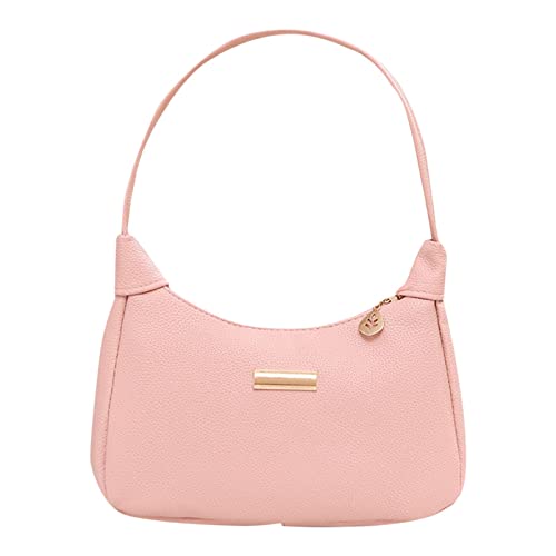 CreoQIJI Aufbewahrung Für Taschen Frauen Umhängetasche Mode Muster Einfache Solide Reißverschluss Praktische Handtasche Ledergurt Für Taschen (Pink, One Size) von CreoQIJI