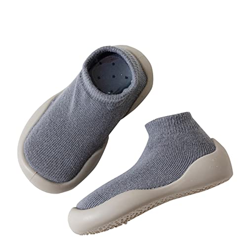 CreoQIJI Baby Junge Taufe Babysocken und Schuhe Kinderbodensocken Frühling Baby Home Bodensocken Weiche Gummisohle Baby-Kleinkind-Schuhe gestrickt Kinder 6 Monate (Z5-Grey, 22.5 Toddler) von CreoQIJI