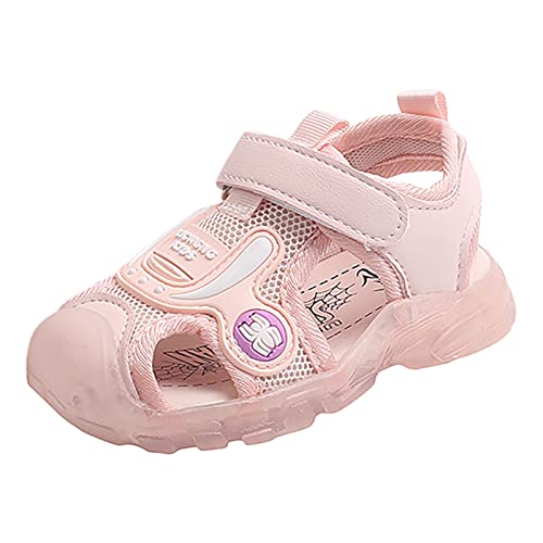 CreoQIJI Baby Strickschuhe Mode Licht auf Babyschuhe Casual Kinderschuhe Mädchen Sandalen weiche Sohle Kinder Strandschuhe Baby Kleinkind (Pink, 23 Infant) von CreoQIJI