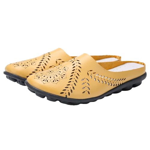 CreoQIJI Damenschuhe 42 Lässige, voll hohle Hausschuhe, Damen-Hausschuhe, Damen-Freizeitschuhe Damen Schuhe Frühling (Yellow, 38) von CreoQIJI