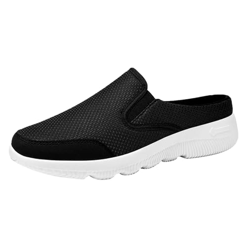 CreoQIJI Fahrrad Schuhe Herren Modische Herren-Sportschuhe für Frühjahr und Sommer, Flache Unterseite, leichtes, atmungsaktives Mesh, zum Reinschlüpfen, bequem, einfarbig, einfach. Schuhe (Black, 42) von CreoQIJI