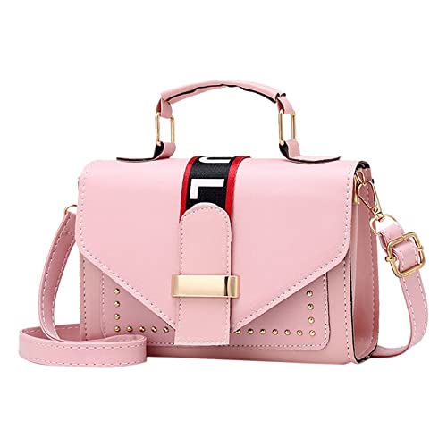 CreoQIJI Für Taschen Crossbody-Geldbörsen für Frauen, lässige Crossbody-Tasche, verstellbarer Riemen, Umhängetasche, kleine quadratische Tasche Weste Mit Taschen Männer (Pink, One Size) von CreoQIJI