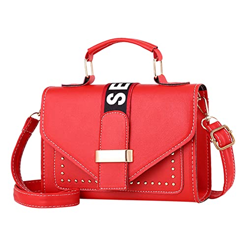 CreoQIJI Für Taschen Crossbody-Geldbörsen für Frauen, lässige Crossbody-Tasche, verstellbarer Riemen, Umhängetasche, kleine quadratische Tasche Weste Mit Taschen Männer (Red, One Size) von CreoQIJI