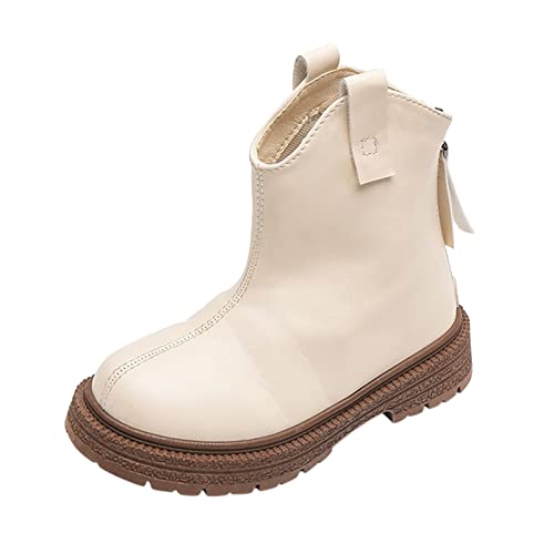 CreoQIJI Gummistiefel Warm Kleinkindstiefel Jungen und Mädchen Wasserarme Stiefeletten Seitlicher Reißverschluss Booties Fleece Winddichte kurze Stiefel Mädchenschuhe Gr. (Z929Z_2-White, 36 Big Kids) von CreoQIJI