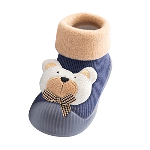 CreoQIJI Hausschuhe 36 Warm Strick Kleinkind Socken Schuhe Hausschuhe Baby Sohle Kinder Warmer Strumpf Patchwork Weicher Gummi Babypflege Hausschuhe Sandalen Jungs (Blue, 3-6 Months) von CreoQIJI