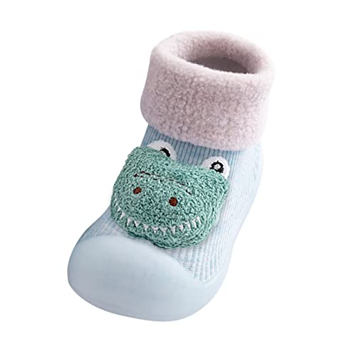 CreoQIJI Hausschuhe 36 Warm Strick Kleinkind Socken Schuhe Hausschuhe Baby Sohle Kinder Warmer Strumpf Patchwork Weicher Gummi Babypflege Hausschuhe Sandalen Jungs (Light blue, 15-18 Months) von CreoQIJI