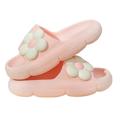 CreoQIJI Hausschuhe Gr. 28 Sommer-Hausschuhe, einfarbig, Unisex, weiche Sohle, bequem, leicht, Hausschuhe Pantoffeln Filz 34 (Pink, 34 Little Child) von CreoQIJI