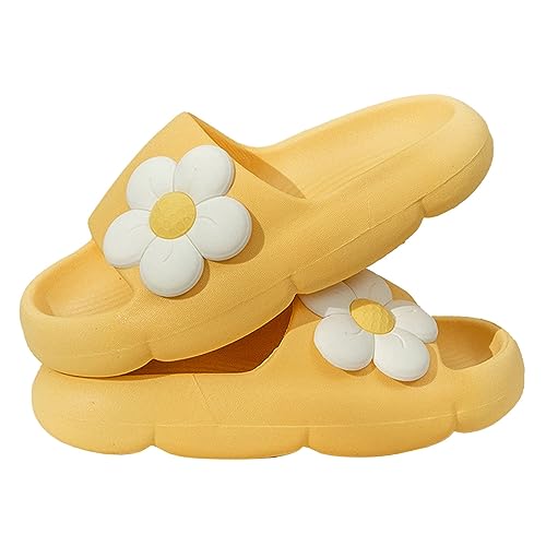 CreoQIJI Hausschuhe Gr. 28 Sommer-Hausschuhe, einfarbig, Unisex, weiche Sohle, bequem, leicht, Hausschuhe Pantoffeln Filz 34 (Yellow, 30 Little Child) von CreoQIJI