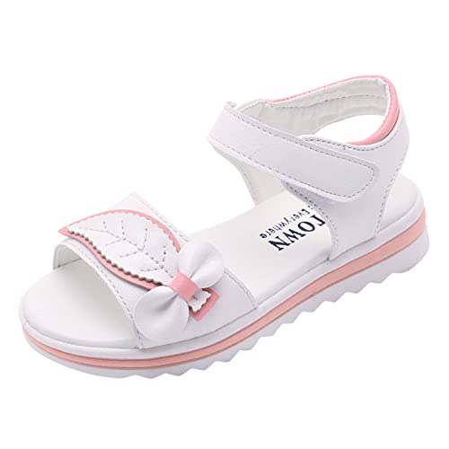 CreoQIJI Hausschuhe Kinder Junge Kinderschuhe Mode Dicke Sohle Sandalen Weiche Sohle Bequeme Prinzessin Sandalen Sandale Barfuß Kind (Z5-White, 31 Little Child) von CreoQIJI