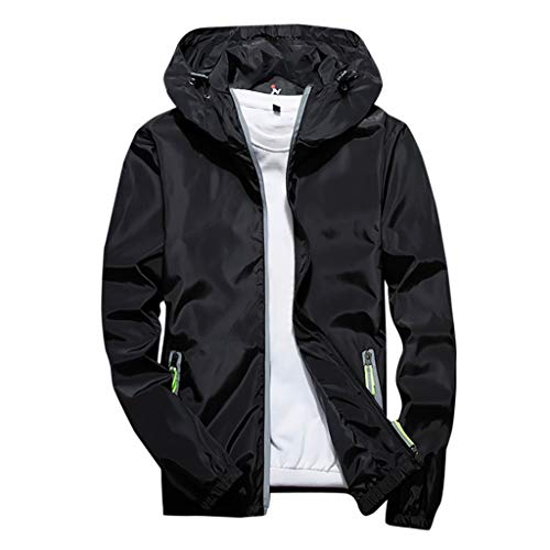 CreoQIJI Herren Outdoorjacke Baggy Kapuzen Trainingsjacke mit Reflektierend Zipper | Mode Softshelljacke Winddicht Große Größen Herren Jacke Übergangsjacke Männer Sportjacke Outdoor Freizeit M-7XL von CreoQIJI