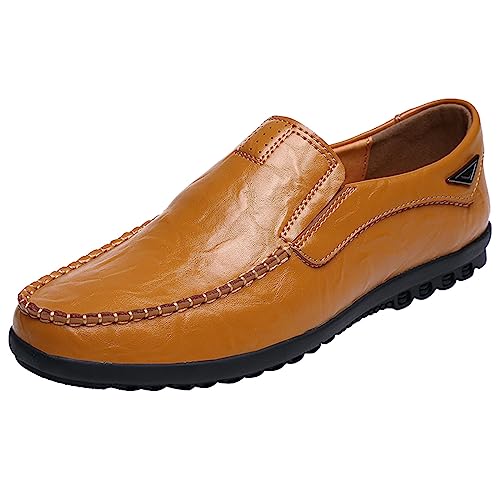 CreoQIJI Herren Schuhe Schwarz 44 Flache Loafer für Herren, Slip-On, Business-Kleiderschuhe, zum Fahren, lässig, Boot, weiche Schuhe Herren Winter Schuhe 47 (BW2, 41) von CreoQIJI