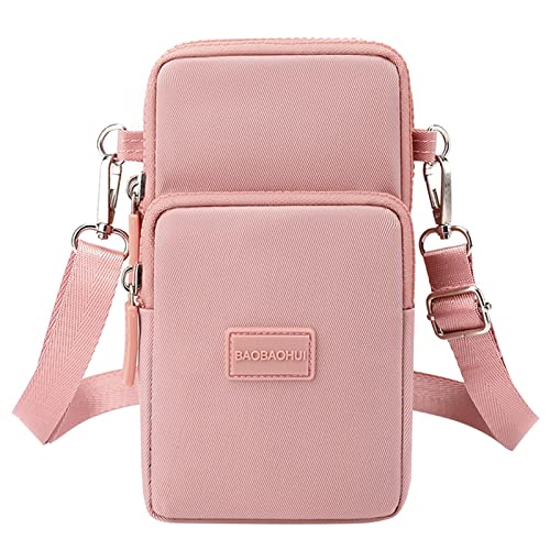 CreoQIJI Herren Taschen Umhängetasche Schulter Handtasche Einfarbig Nicht Drucken Reißverschluss Umhängetasche Handytasche Katzen Taschen (Pink, One Size) von CreoQIJI