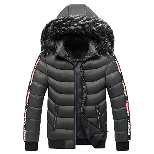 CreoQIJI Jacke Herren Winter Steppjacke Verdickte Jacke Mit Abnehmbarer Kapuze für Warm Winddicht Herren-Baumwolljacke Cord Kurz Farbnähte mit Reißverschluss Winterjacke für Outdoor Skijacke M-5XL von CreoQIJI