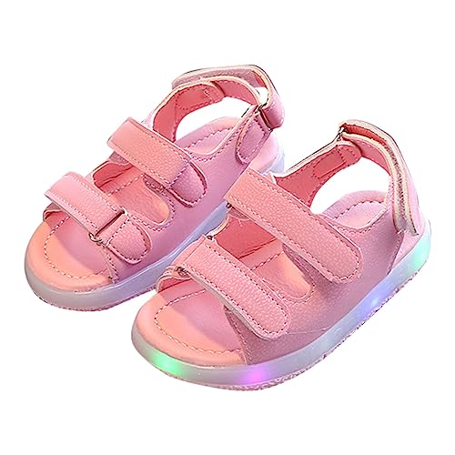 CreoQIJI Kindersandale Kleinkind Kinder Sport Sommer Mädchen Baby Sandalen Leuchtende Schuhe Turnschuhe Rosa Sandalen Für Kinder Sandalen Damen (Pink, 22 Infant) von CreoQIJI