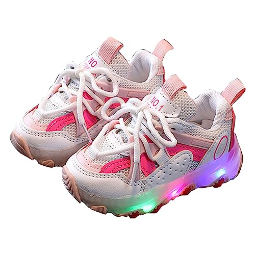 CreoQIJI Kinderschuhe Mädchen 34 Leuchtende Schuhe für Mädchen Kleinkind Walking Sneaker Mädchen Turnschuhe Kinder Kinder Baby Baby Freizeitschuhe Licht Sneaker (Z328-2-Pink, 25 Toddler) von CreoQIJI