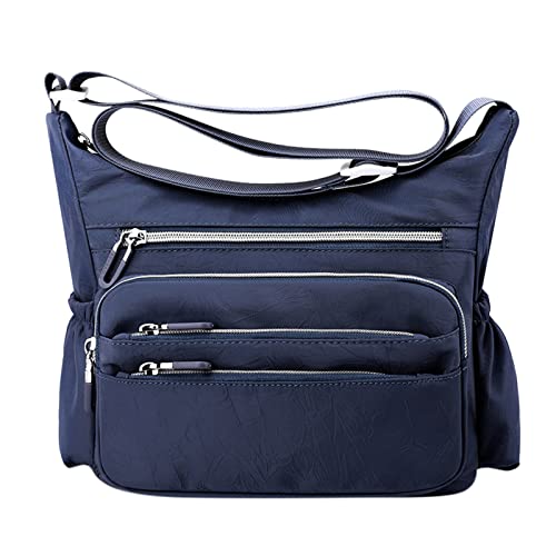 CreoQIJI Kleid Mit Taschen Knielang Damen Multi Pocket Lässige Umhängetasche Damen Wasserdichte Umhängetasche Handtasche Für Den Täglichen Gebrauch Reisen Architektur Taschen (BU2, One Size) von CreoQIJI